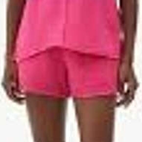 Michael Stars Peggy Cotton Gauze Pull On Lined Shorts Azalea Hot Pink Large NEW - Picture 2 of 6